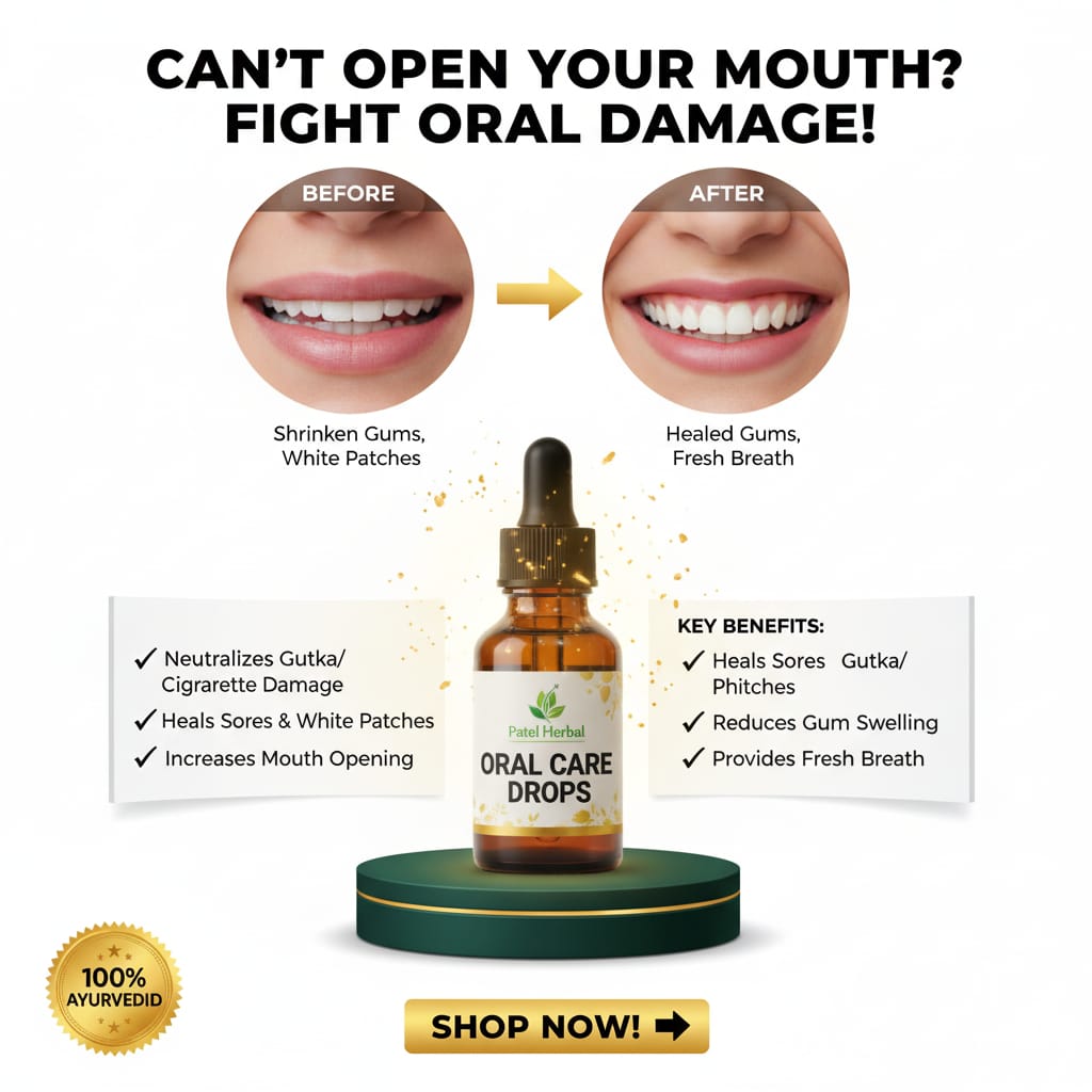 Patel Herbal Healing Drops – Fast Relief for Mouth Sores, White Patches, Gutka/Supari Damage, Gum Swelling & Dry Mouth