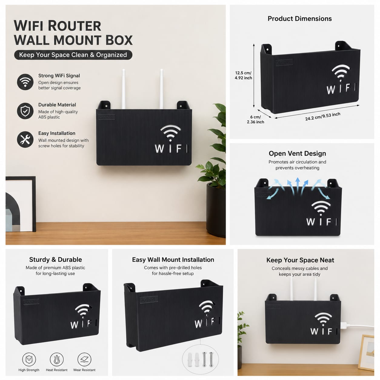 WiFi Router Holder Wall Mount | Single & Pack of 2 | White & Black Colors