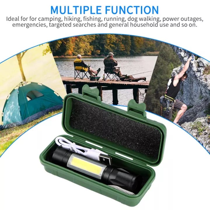 Portable Mini Led Flashlight Zoom Torch Built In Battery USB Rechargeable Lamp Adjustable Retractable Penlight For Outdoor