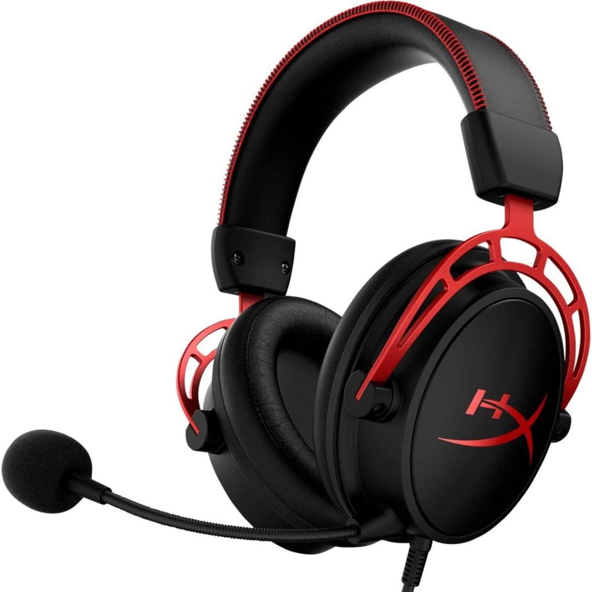 HyperX Cloud Alpha Gaming Headset - Dual Chamber Drivers, Detachable Mic, Aluminum Frame, Legendary Comfort, Compatible with PC, PS4, PS5, Xbox, Switch & Mobile – Red (No Box, American Used)