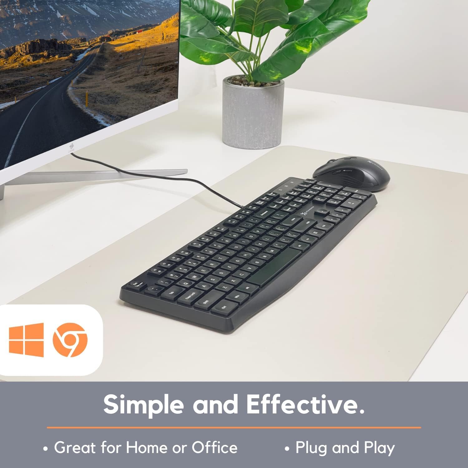 X9 Performance Wired Keyboard - Ultra Slim Full Size Ergonomic Computer Keyboard - Basic USB Keyboard for PC Desktop, Laptop with 5ft Corded Wire, 104 Quiet Keys, 14 Shortcuts, and Kickstand PATELWALA