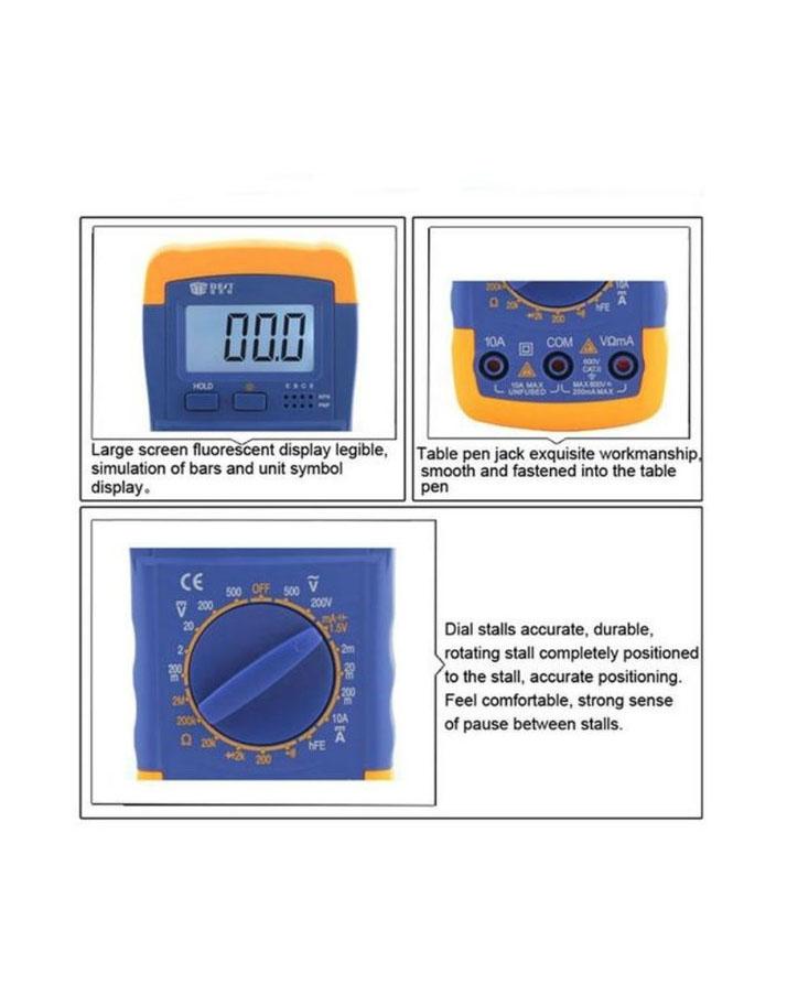 Digital Electronic Auto Multi Meter With Led Light - Yellow & Purple