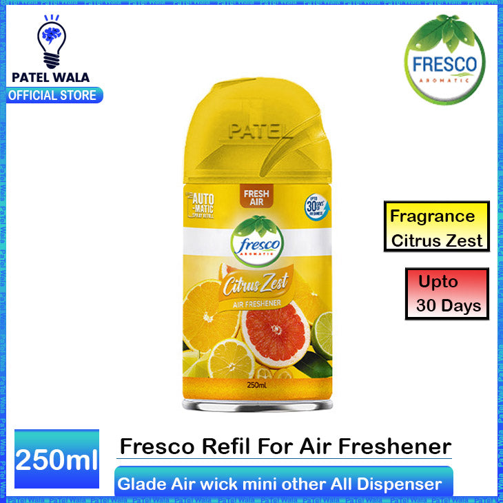 Fresco Airwick Automatic Air Freshener Spray | Fresh Citrus Zest Refill | 250ML Universal Refill for Other Dispensers ~ Patel-wala