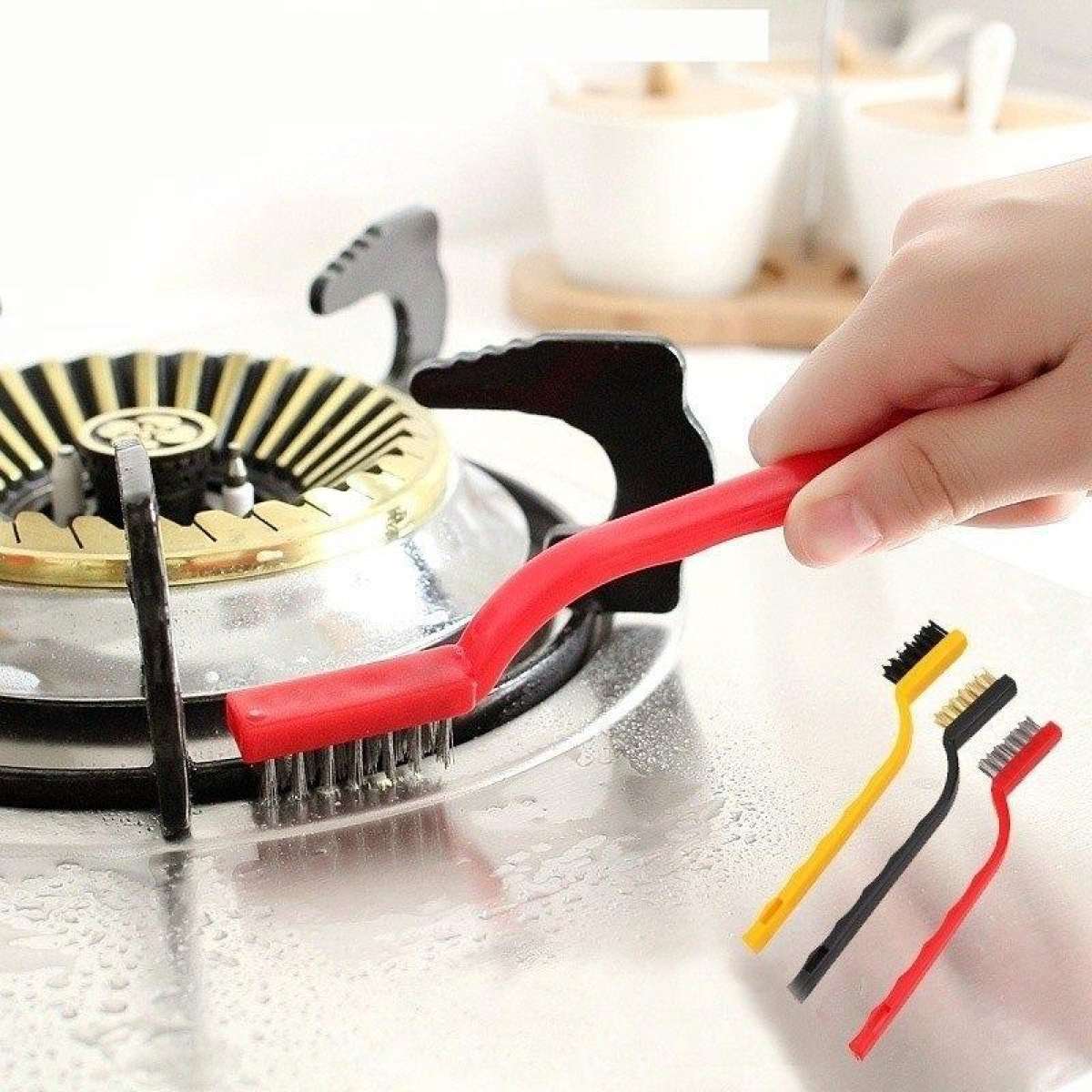 3 Pcs Mini Wire Brush Set Steel Brass Nylon Brush Cleaning Metal Rust Clean