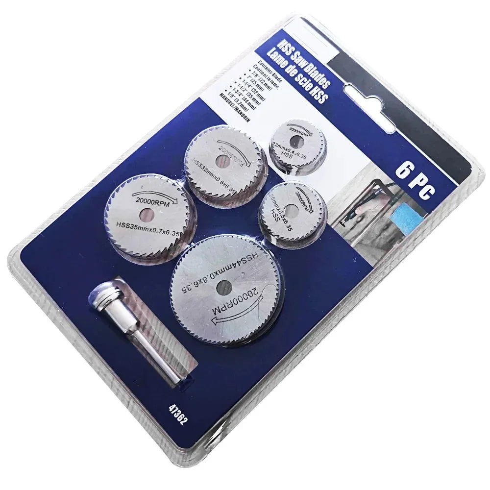 6 pcs Stainless Steel HSS Mini Circular Saw Blade Woodworking Metal Cutting Discs Drill For Rotary Tools Drill Machine Bit Set