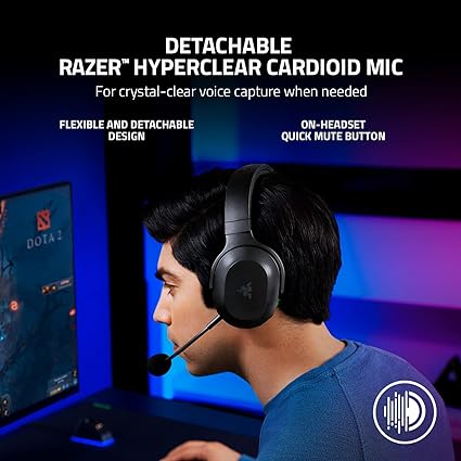 Razer Barracuda X Wireless Gaming & Mobile Headset (PC, Playstation, Switch, Android, iOS): 2.4GHz Wireless + Bluetooth - Lightweight - 40mm Drivers - Detachable Mic - 50 Hr Battery - Black