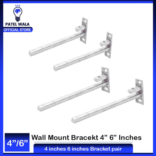 Silver Stainless Steel 8 Mm Adjustable SS F Bracket, For Door Fitting, Size: 4 Inch 6 inch Adjustable Stainless Steel F Type Glass Shelf Bracket Square for 6mm/ 8 mm/ 10mm/ 12mm Glass (4"- 100 mm, 2)