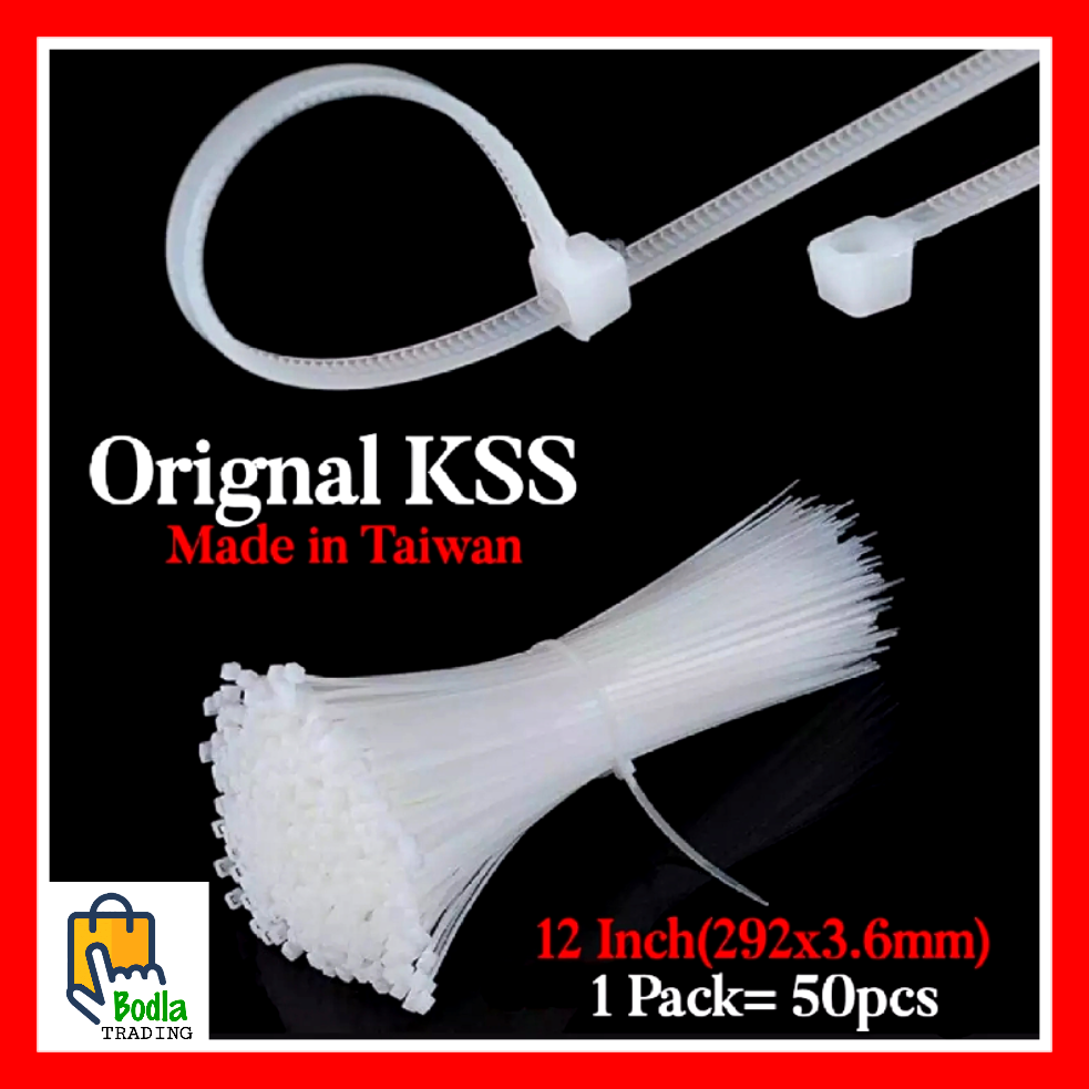 50 Pcs Pack Orignal KSS Taiwan Nylon Cable Zip Ties 4",6",8",10",12" inch Size High Quality