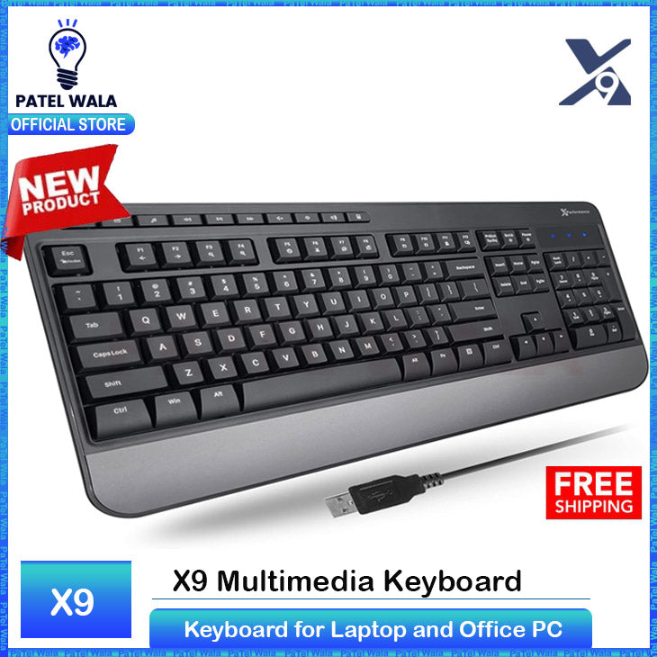 X9 Performance Multimedia USB Wired Keyboard - Comfortable Typing - Ergonomic Full Size Keyboard with Wrist Rest and 114 Keys - For Windows PC & Chrome OS External Computer Keyboard for Laptop and Office PC