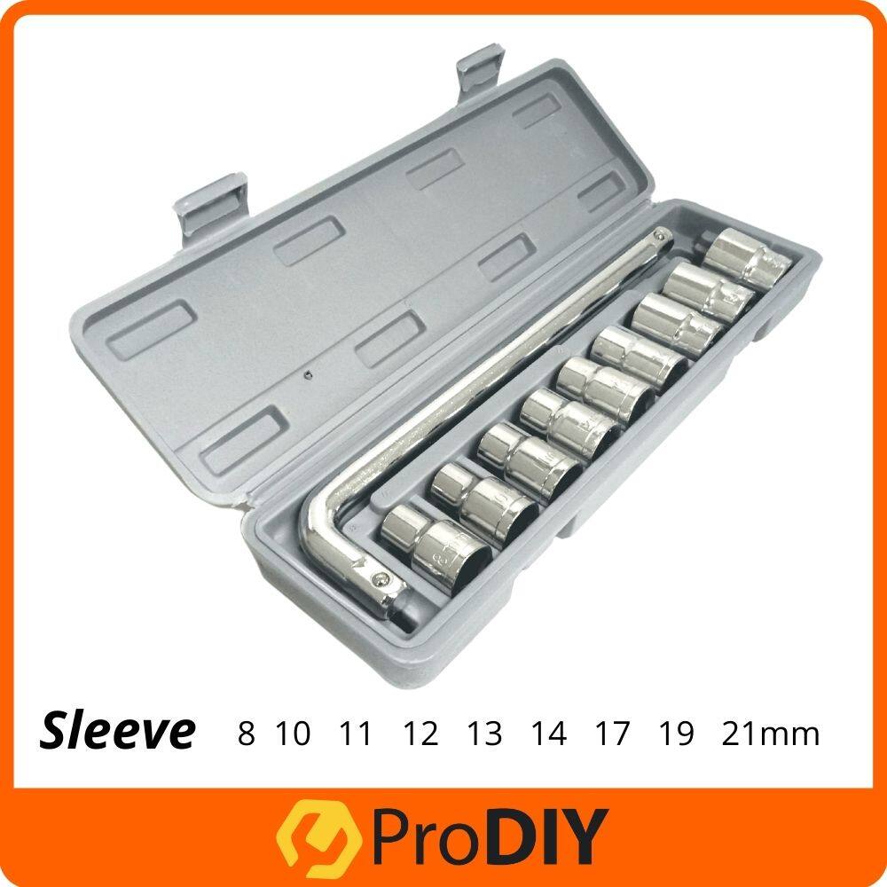 10pcs Car Socket Sleeve Wrench Kit Set 8MM - 21MM ½ Inch L Type Spanner Box Automobile Motorcycle Repairing ( NO:1810 )