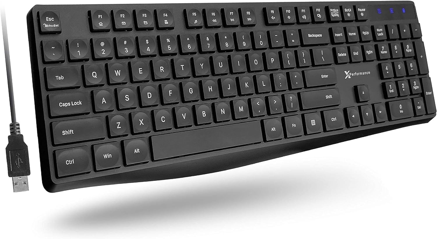 X9 Performance Wired Keyboard - Ultra Slim Full Size Ergonomic Computer Keyboard - Basic USB Keyboard for PC Desktop, Laptop with 5ft Corded Wire, 104 Quiet Keys, 14 Shortcuts, and Kickstand PATELWALA