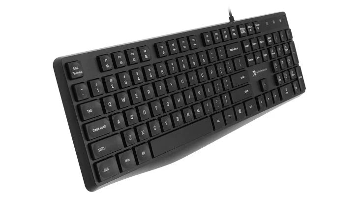 X9 Performance Wired Keyboard - Ultra Slim Full Size Ergonomic Computer Keyboard - Basic USB Keyboard for PC Desktop, Laptop with 5ft Corded Wire, 104 Quiet Keys, 14 Shortcuts, and Kickstand PATELWALA