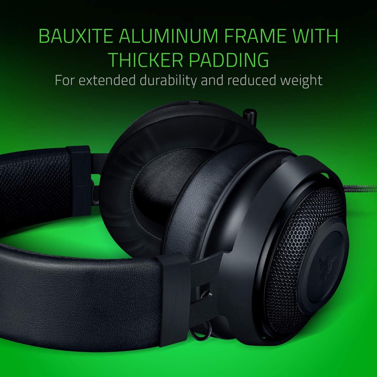 Razer Kraken Gaming Headset: Lightweight Aluminum Frame, Retractable Noise Isolating Microphone, For PC, PS4, PS5, Switch, Xbox One, Xbox Series X & S, Mobile, 3.5 mm Audio Jack – Green