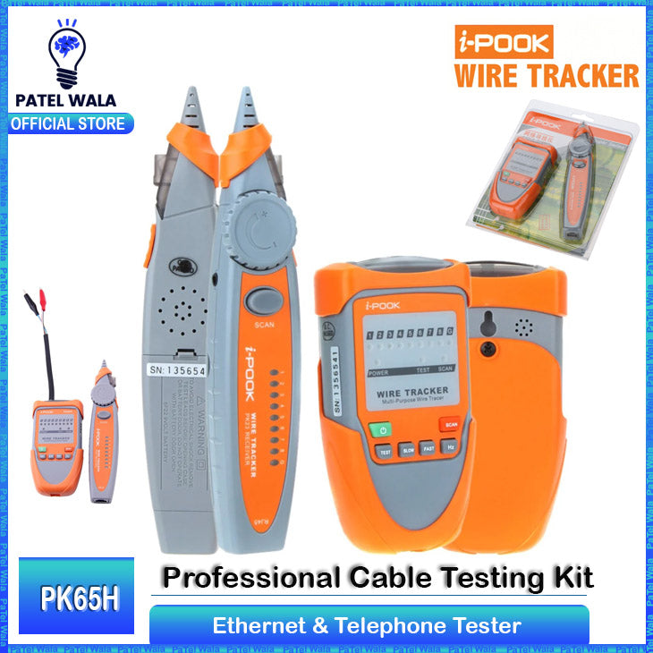 iPOOK PK65H Multi-Purpose Wire Tracker & Cable Tester - Tone Tracer, Network CAT 5E/6 & Telephone Line Detector, Adjustable Sensitivity for Underground Cable Locating & Network Troubleshooting