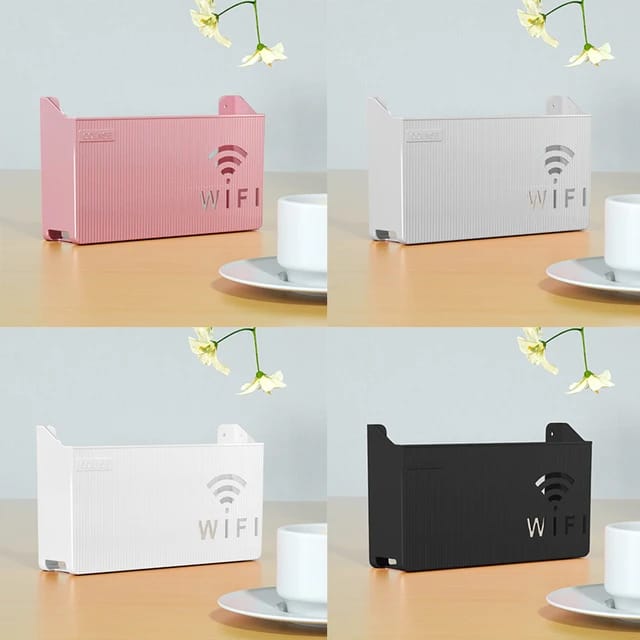 Wireless Wifi Router Shelf Storage Box Black Gray White Wall-mounted Wall Organizer Easy To Install Pink ABS Space Saver