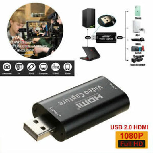 4K HD 1080P 30fps HDMI to USB Video Capture Card for Game Recording, Live Streaming, YouTube, OBS | Compatible with DSLR, PlayStation, Camcorders, TV Box, USB 2.0/3.0