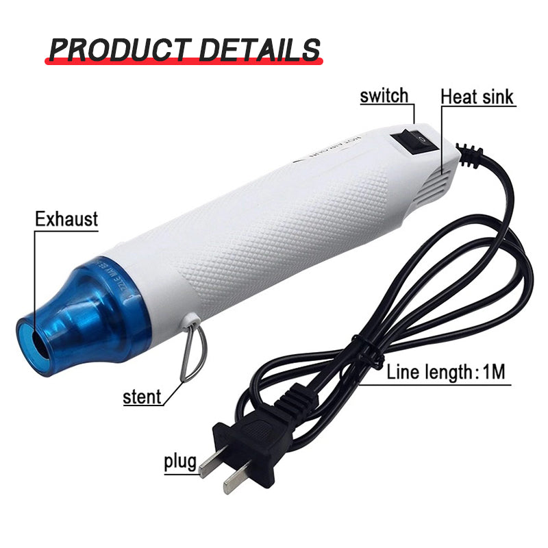 Portable 300W Hot Air Heat Gun - DIY Mini Electric Power Tool Sealer, Heavy Duty 220V Hot Air Blower for Crafts, Embossing, Resin Art, and Drying Paint