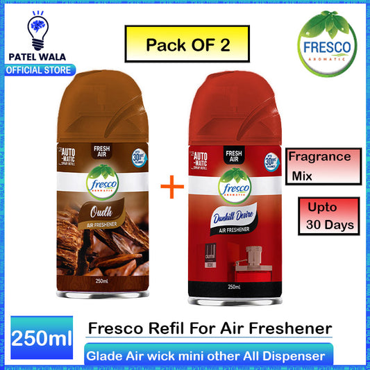 ( Pack of 2 ) Fresco Airwick Automatic Air Freshener Spray | Fresh Random Refill | 250ML Universal Refill for Other Dispensers ~ Patel-wala