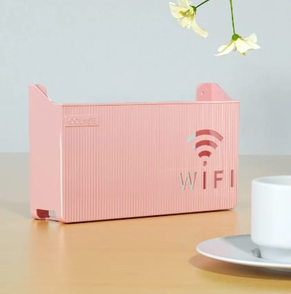 (Pink) Wall-mounted router box Office Media Decor Console Wifi box Wireless storage boxes Rack Bracket Hangings Wall Shelf TV Box Router Shelf  WiFi Stand Cord-less Phone Stand Wall Mount Wall Shelf Floating Media Shelf TV DVD Android Box Holder Stand