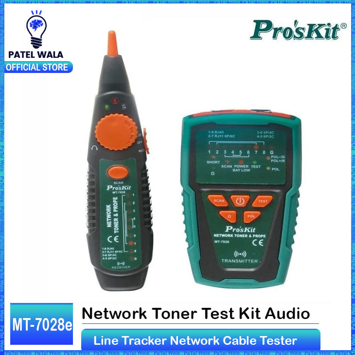 Pro'sKit MT-7028 Network Toner Test Kit Audio Network Check Tester Line Tracker Network, Datacom, Audio/Video, TV Cable Network Coaxial Cables Toner Generator Probe Kit PATEL WALA