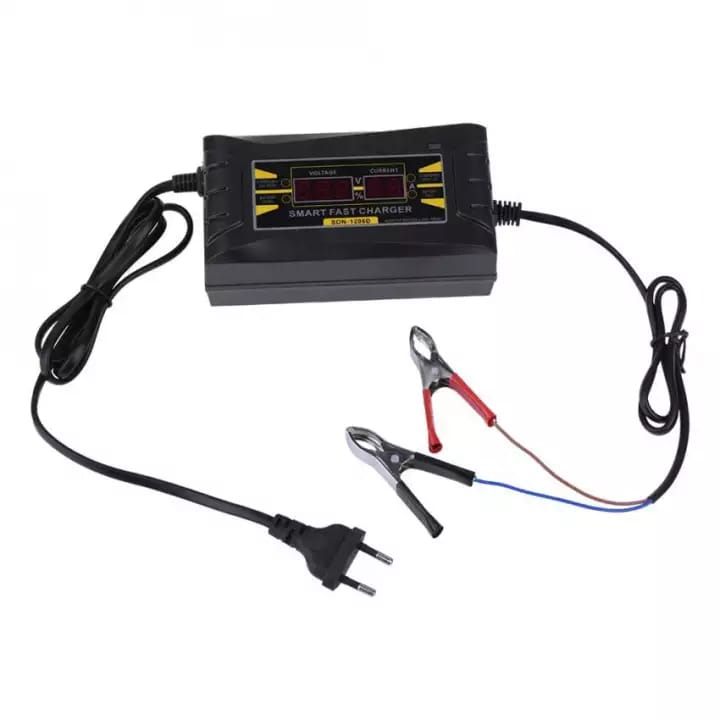 12V 6A Automatic Smart Fast Car Battery Charger Power Supply with Display Screen EU Plug