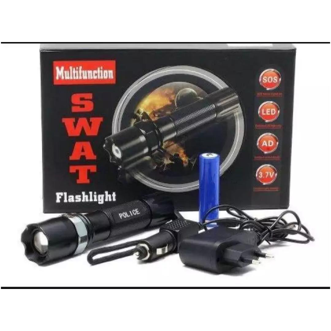 Multifunction SWAT Zoom Flashlight/Torchlight/LampuSuluh Rechargeable Free Box, Battery and Charger