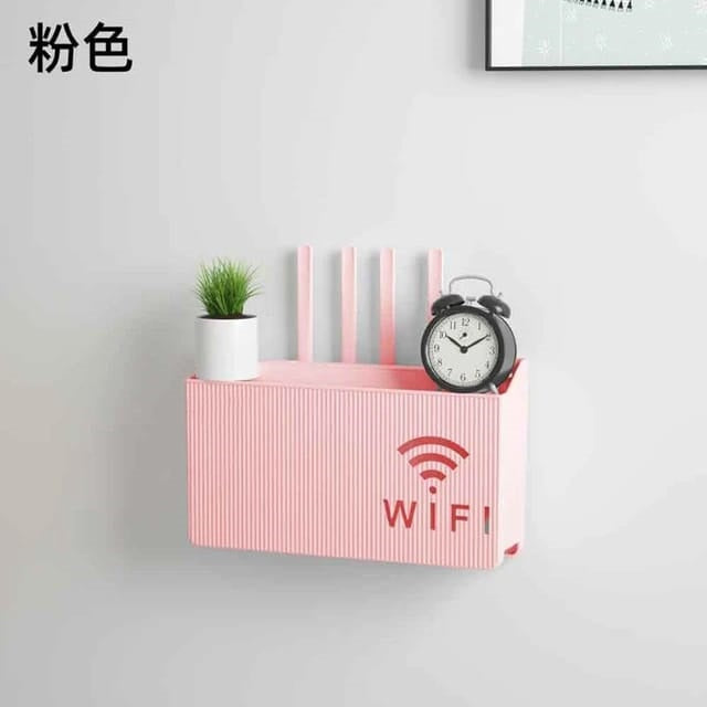 (Pink) Wall-mounted router box Office Media Decor Console Wifi box Wireless storage boxes Rack Bracket Hangings Wall Shelf TV Box Router Shelf  WiFi Stand Cord-less Phone Stand Wall Mount Wall Shelf Floating Media Shelf TV DVD Android Box Holder Stand