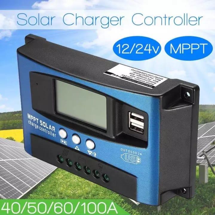 Solar Charger Controller, 40/50/60/100A PWM Solar Panel Battery Intelligent Regulator Charge Controller 12V/24V with Dual USB Port and LCD Display All Amp Controller Available 10A 20A 30A 40A 50A 60A 70A 80A 90A 100A SoLar Panels Controller