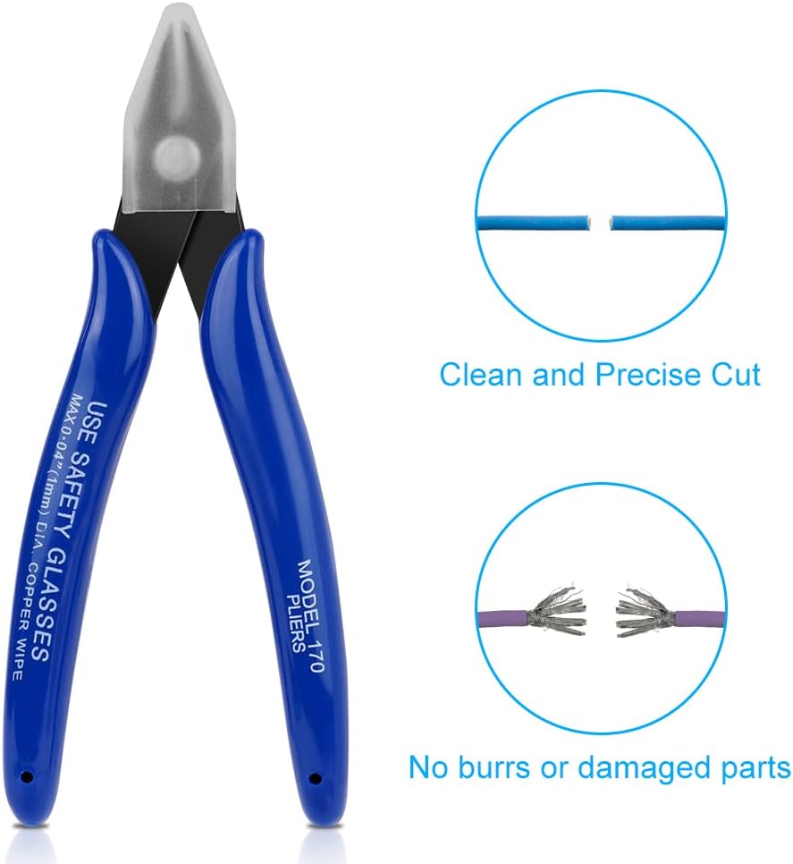 Wire Cutters, Spring-loaded Side Cutters Flush Cutters, Diagonal Cutters Precision Side Cutters, Diagonal Cutting Pliers in CRV Steel, Heavy Duty Cutting Pliers for Electrical, Homes