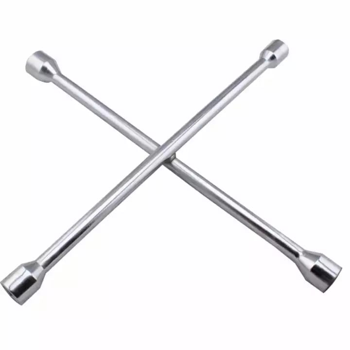 Heavy Duty Cross Wrench for Car & Motorcycle - Emergency Tyre Change, SAE Lug Wrench (12mm, 13mm, 14mm, 17mm, 14-inch)