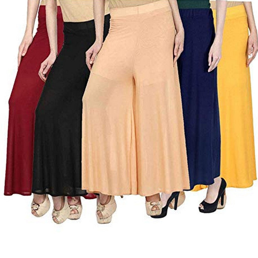 100% Pure & Soft Viscos Rayon Palazzo Trousers for Women Bottom Adult Pajama Pant Viscose Palazzo Pants Regular Fit Flared Palazoo Pants Daily Use Stylish Plain Plazoo Trendz Cotton Viscose Loose Fit Flared Wide Leg Palazzo Plazo - (Free Size)
