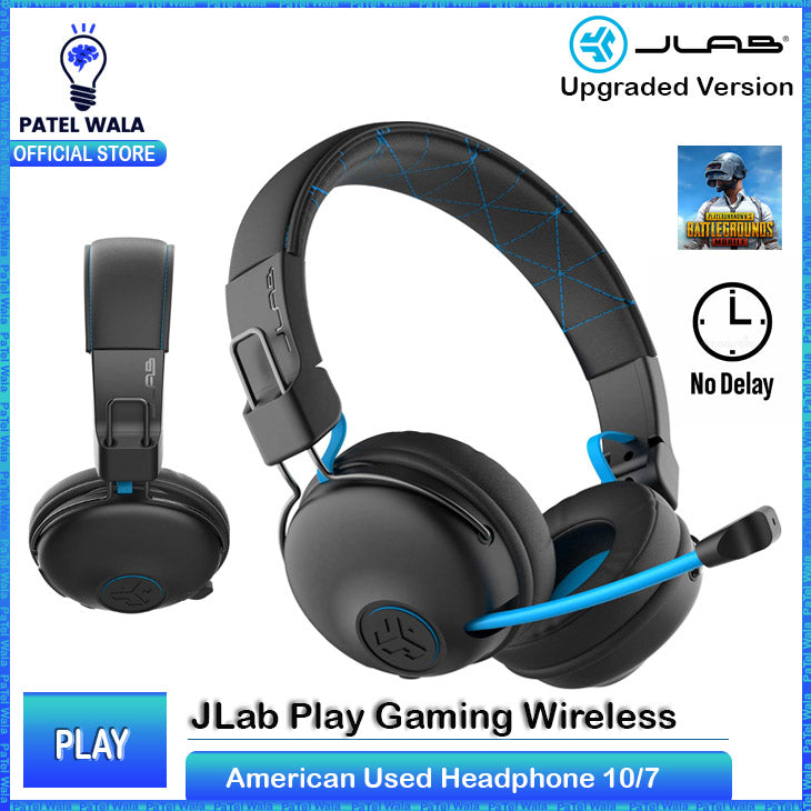 JLab Play Gaming Wireless Headset, 22+ Hour Bluetooth 5 Playtime 60ms Super-Low Latency for Mobile Gameplay, Retractable Boom Mic, AUX Gaming Cord Compatible with Gaming Consoles PATELWALA