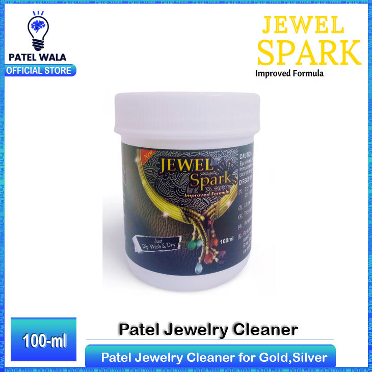 Patel Jewelry Cleaner for Gold, Diamond, Platinum, Silver & Precious Stones - Anti-Tarnish Liquid Cleaning Solution with Brush, Basket & Polishing Cloth - Restores Shine & Brilliance (100ml, 200ml, 500ml) - Safe, Gentle & Reusable for Deep Jewelry Cleanin