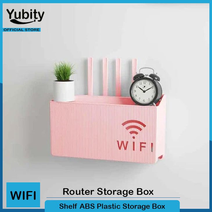 (Pink) Wall-mounted router box Office Media Decor Console Wifi box Wireless storage boxes Rack Bracket Hangings Wall Shelf TV Box Router Shelf  WiFi Stand Cord-less Phone Stand Wall Mount Wall Shelf Floating Media Shelf TV DVD Android Box Holder Stand