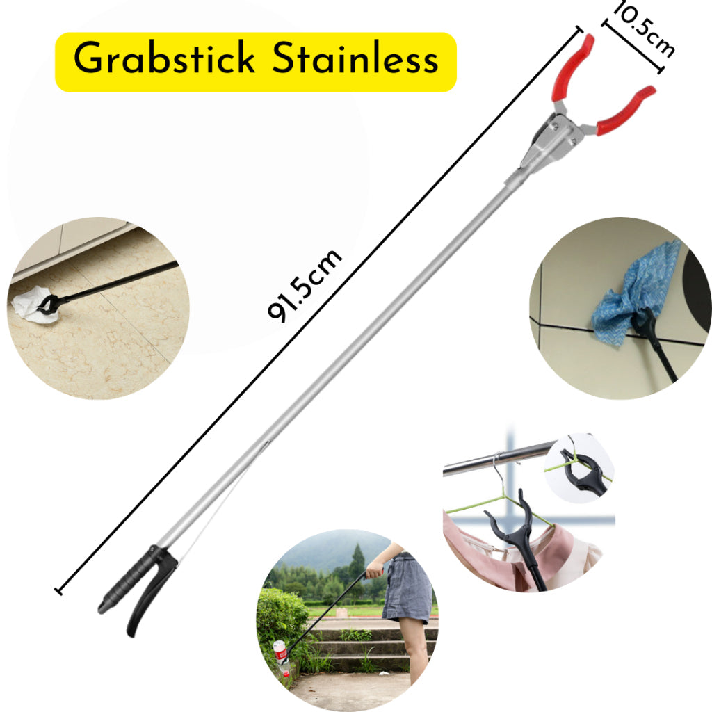 3ft Grab Stick – 90cm Long Stainless Steel Reptile Grabber with Anti-Rust Finish & Non-Slip Plastic Handle | Multipurpose Trash Picker, Snake Catching Tool, Reptile Control & Household Helper Daily Use Trendy Easy