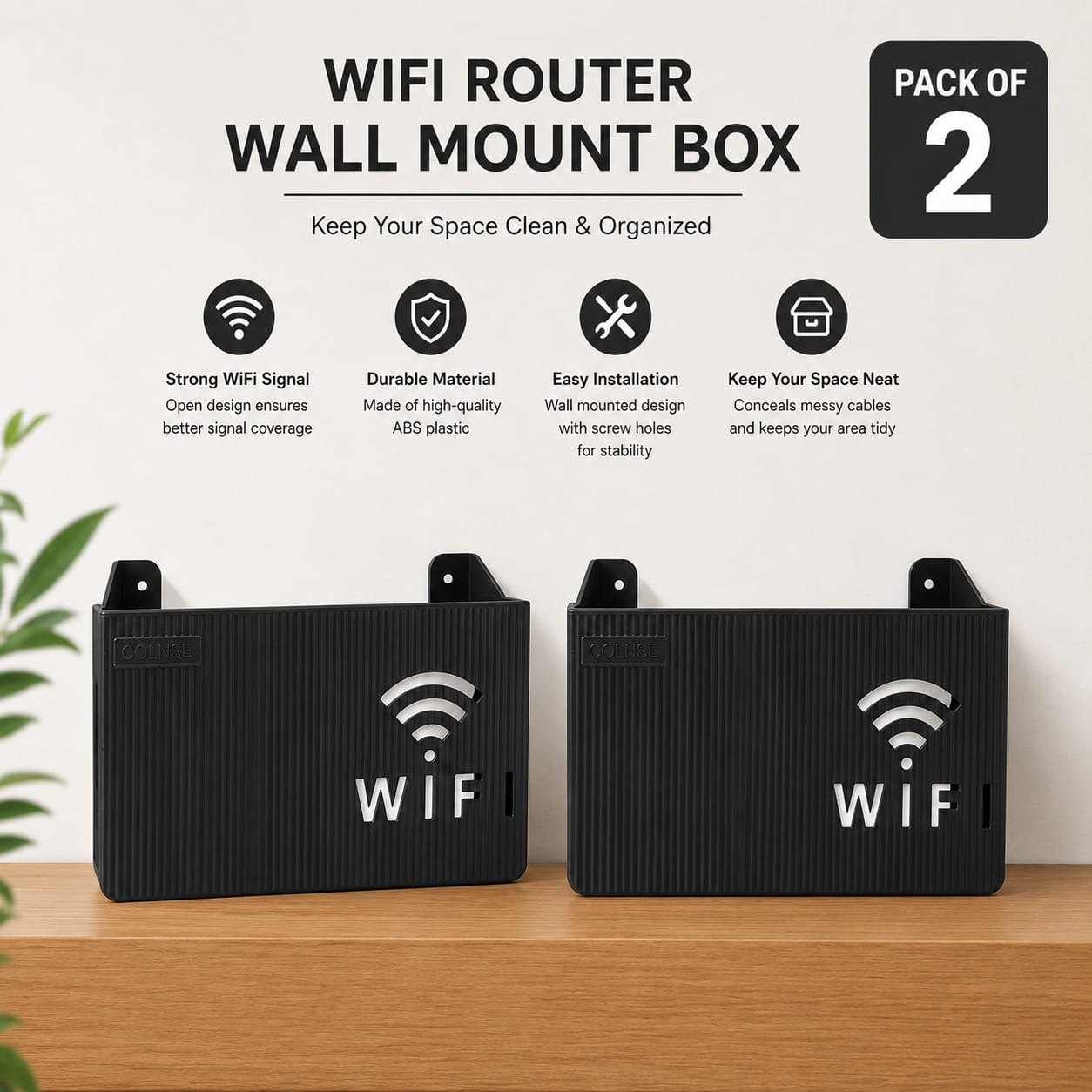 WiFi Router Holder Wall Mount | Single & Pack of 2 | White & Black Colors