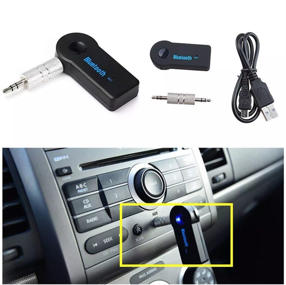 Wireless Bluetooth AUX Audio Receiver Adapter - 3.5mm Jack, Handsfree Car Kit, USB Mini Stereo Music Transmitter, Portable Bluetooth Adapter for Home & Car