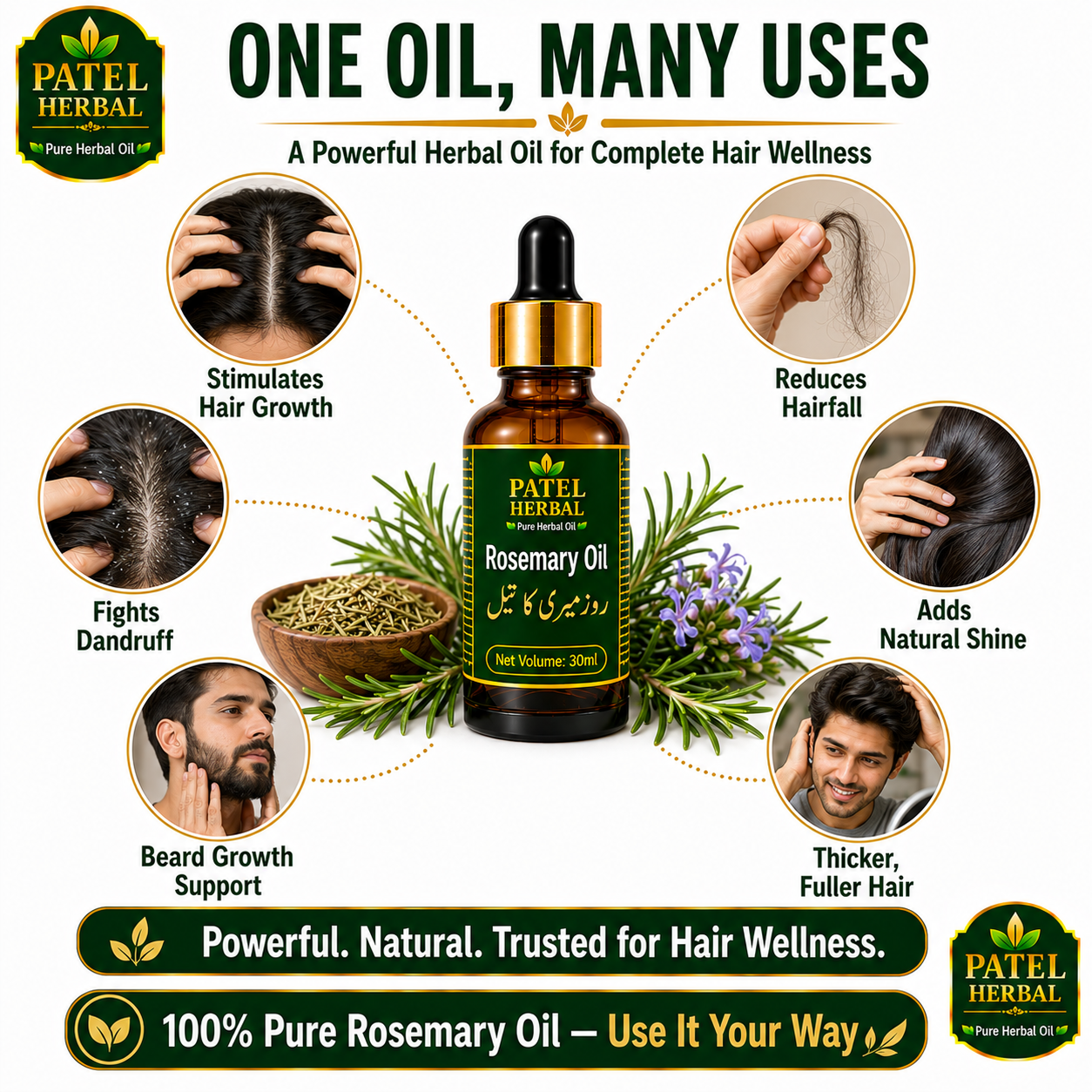 Rosemary Oil – 100% Pure Herbal Oil for Hair Growth & Hairfall Control | 30ml