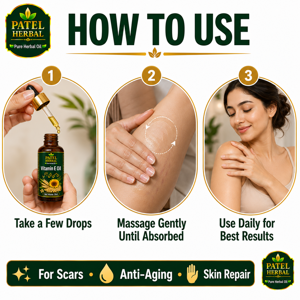 Vitamin E Oil – 100% Pure Herbal Oil for Scars, Anti-Aging & Skin Repair | 30ml