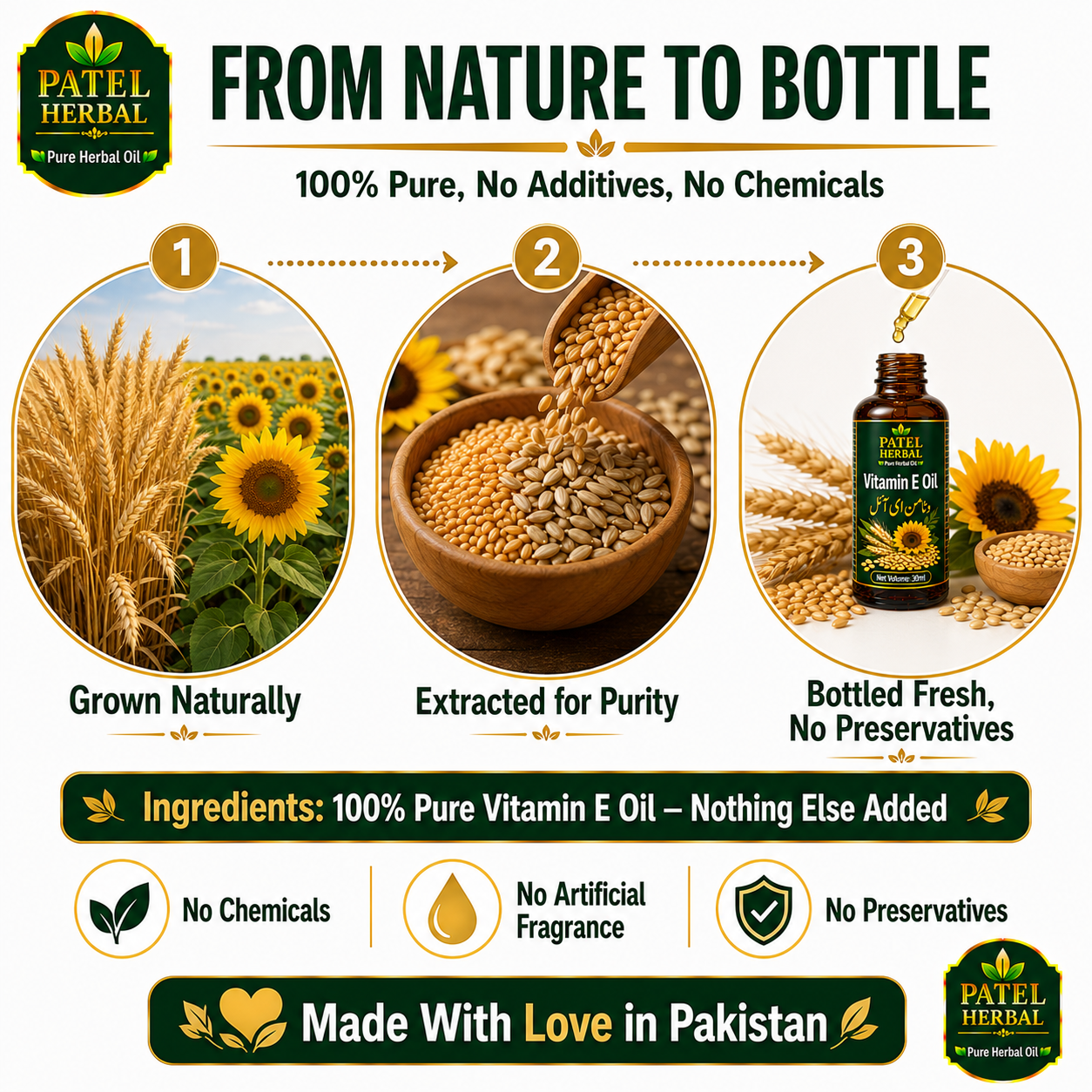 Vitamin E Oil – 100% Pure Herbal Oil for Scars, Anti-Aging & Skin Repair | 30ml