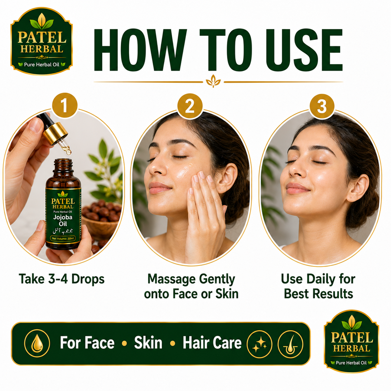 Jojoba Oil – 100% Pure Cold-Pressed Herbal Oil for Face, Skin & Hair Care | 30ml