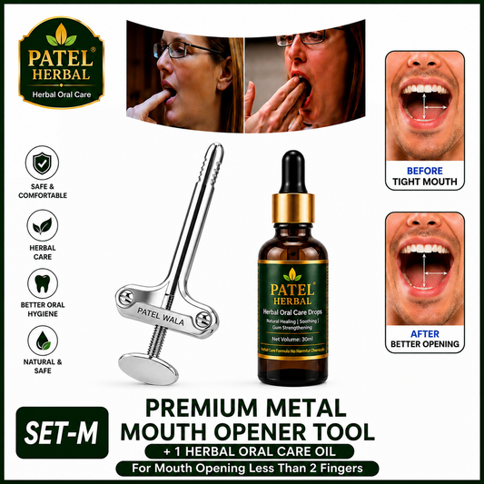 Metal Mouth Opener Tool + Herbal Oral Care Oil Combo | Jaw Exercise Kit (Set-M)